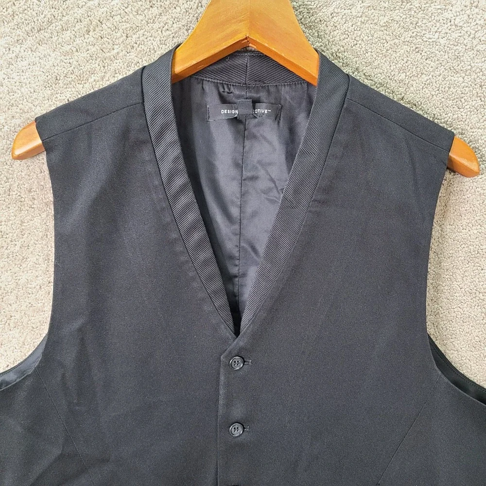 Design Collective Vest Mens Large Black Button Front Polyester Spandex Casual